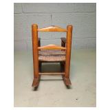 Small Wooden Rush Seat Rocking Chair