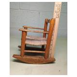 Small Wooden Rush Seat Rocking Chair