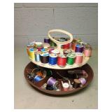 Two-Tier Thread Organizer with Sewing Supplies