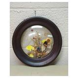 Round Wooden Frame with Pressed Wildflower Display