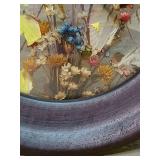 Round Wooden Frame with Pressed Wildflower Display