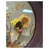 Round Wooden Frame with Pressed Wildflower Display