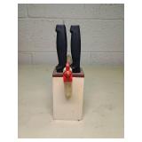 Wooden Rooster Knife Block with knives