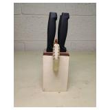 Wooden Rooster Knife Block with knives