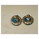 Blue Glass Cabochon Clip-on Earrings