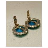 Blue Glass Cabochon Clip-on Earrings
