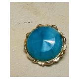 Blue Glass Cabochon Clip-on Earrings