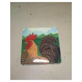 Range Kleen Square Metal ROOSTER Farm Chicken stove burner covers set of 4