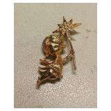 Gold Tone Angel with Crystal Star Wand Brooch