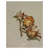 Gold Tone Angel with Crystal Star Wand Brooch