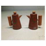 Wooden Coffee Pot Salt and Pepper Shaker Set