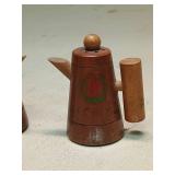 Wooden Coffee Pot Salt and Pepper Shaker Set