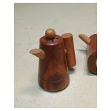 Wooden Coffee Pot Salt and Pepper Shaker Set
