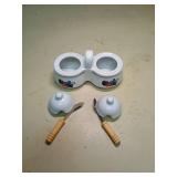 Houston Harvest Double Condiment Server with Wooden Spoons