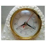 Decorative White Ceramic Mantel Clock with Roses