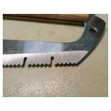 Vintage wood handle chef food serrated hand saw knife