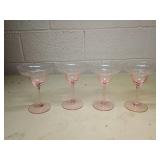 Pink Crystal Martini Glasses Set of 4