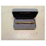 Christian Dior Gold Tone Tie Clip with Box
