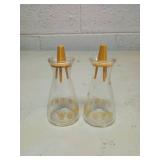 Pyrex Glass Salt and Pepper shakers  with Gold Butterfly Pattern
