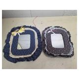 Floral Pattern Fabric Wall Mirrors with Lace Trim