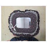 Floral Pattern Fabric Wall Mirrors with Lace Trim