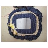 Floral Pattern Fabric Wall Mirrors with Lace Trim