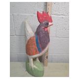 Hand Carved Wooden Rooster Figure