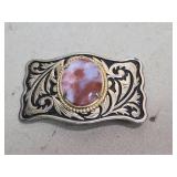 Western Style Pink Agate Belt Buckle