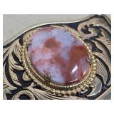 Western Style Pink Agate Belt Buckle