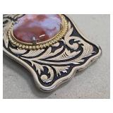 Western Style Pink Agate Belt Buckle