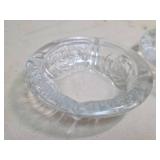 Lot of 2 clear crystal glass ash trays