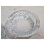 Lot of 2 clear crystal glass ash trays