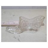 Pressed Glass Decorative Boot with Daisy Pattern