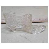 Pressed Glass Decorative Boot with Daisy Pattern