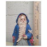 Blue Robed Santa Figurine with Roses