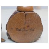 Wooden Log Salt and Pepper Shaker Set with Clock Face Design