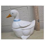 White Duck Cookie Jar with Blue Bow