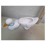 White Duck Cookie Jar with Blue Bow