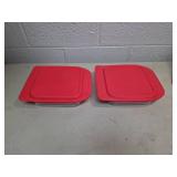 Pyrex 8x8 Glass Baking Dish Set with Red Lids