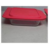Pyrex 8x8 Glass Baking Dish Set with Red Lids