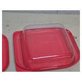 Pyrex 8x8 Glass Baking Dish Set with Red Lids