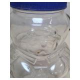 Vintage Bear Shaped Kraft General Foods Glass Jar with Blue Lid