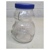 Vintage Bear Shaped Kraft General Foods Glass Jar with Blue Lid
