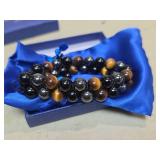 Cikuvlu Tiger Eye and Obsidian Crystal Triple Protection Bracelet