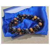Cikuvlu Tiger Eye and Obsidian Crystal Triple Protection Bracelet