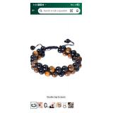Cikuvlu Tiger Eye and Obsidian Crystal Triple Protection Bracelet
