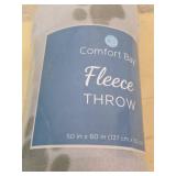 Comfort Bay Grey Fleece Throw Blanket