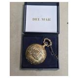 Del Mar Gold-Tone Train Pocket Watch