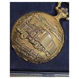 Del Mar Gold-Tone Train Pocket Watch