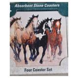 Running Horses Stone Art Coaster Set